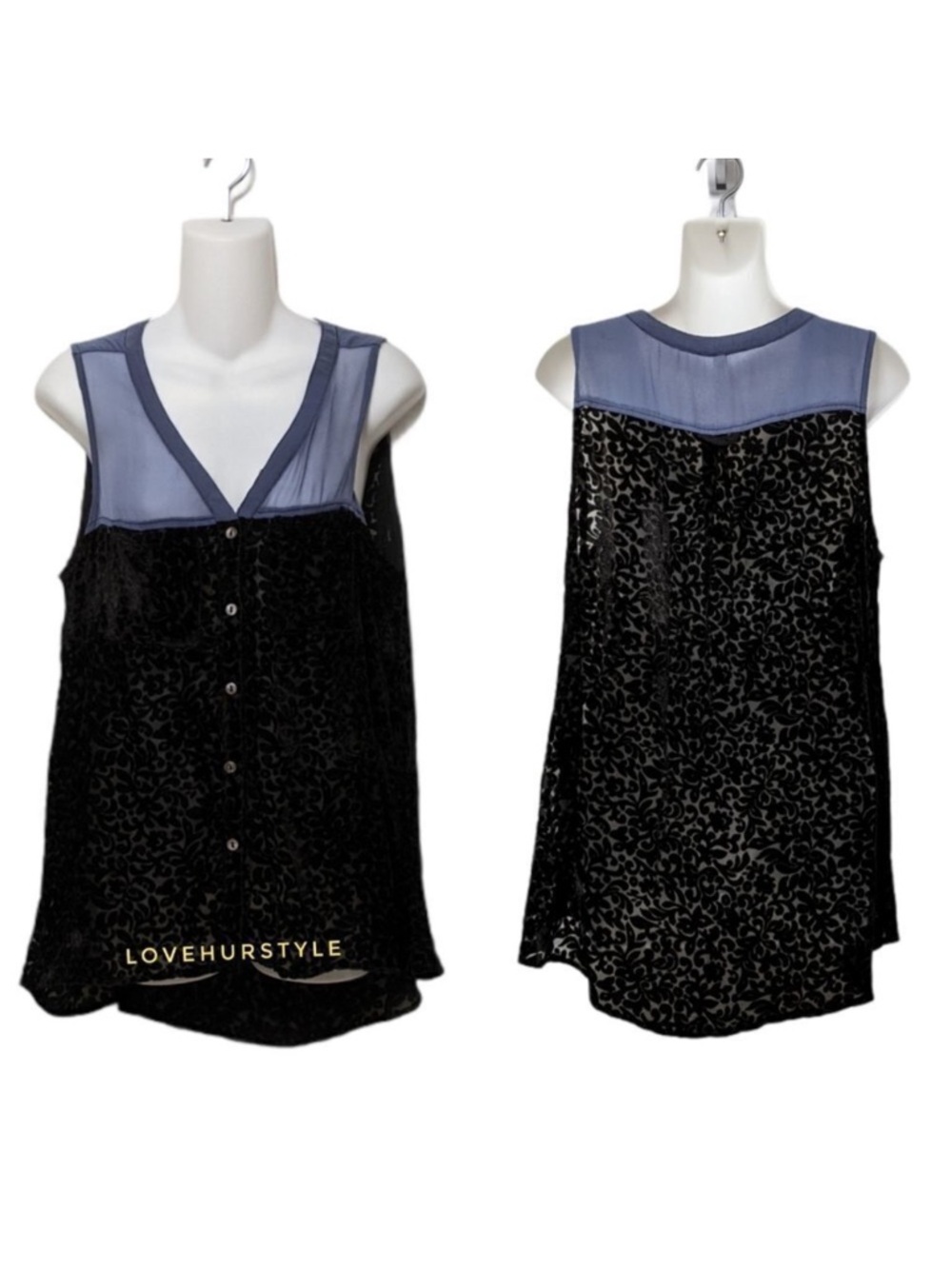 GYPSY JUNKIES Silk Velvet Flocked Sleeveless Top S